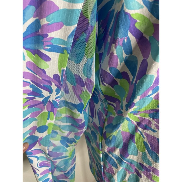 Ibkul 1/4 Zip Pullover Side Mesh Sleeves‎ Floral Blue Purple Golf Tennis XL - Picture 2 of 4